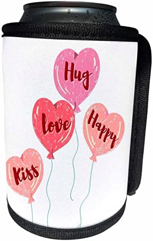 Триизмерни изображения на сърцето с текст Целувка, любовта, обнимай щастливо - Опаковки за бутилки-охладител в банката (cc-375194-1)