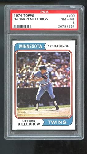 1974 Topps #400 Хармън Killebrew PSA Бейзболна картичка 8 клас MLB Minnesota Twins - Бейзболни картички с надпис Slabbed
