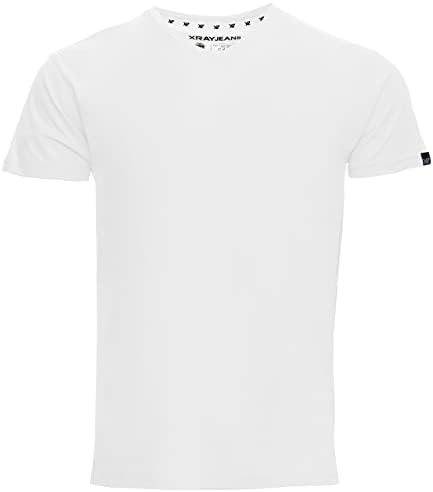 Мъжки t-shirt X RAY от Мек Памук, Однотонная, Приталенная, Стрейчевая, С Къс ръкав и V-образно деколте, Модни и Ежедневни Тениска за Мъже