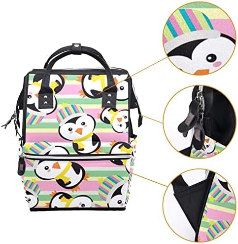 Пътен Раница GUEROTKR, Чанта за Памперси, Рюкзачные Чанти за памперси, безшевни модел под формата на розови ивици под формата на животински пингвин