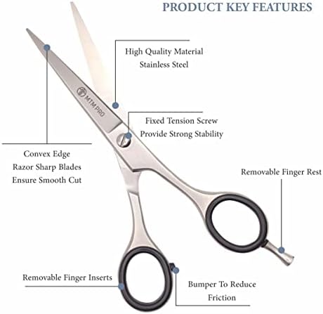 MTM PRO Ножица за подстригване на коса Фризьорски ножици - 6-Инчови професионални Ножици за коса - Остри ножици за фризьори, прически, подстригания мъже / жени. За салонн