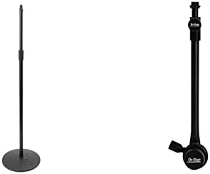 Мощна нисък профил микрофон стойка за сцена MS9212 с 12-инчов основание черен цвят и мини барабани за позиционен