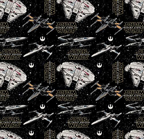 1 Ярд Кораби герои на междузвездни войни и лога, върху памучна тъкан, Звездното небе - Официално лицензирани