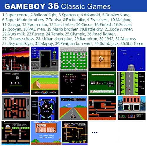 Калъф за телефон Gameboy за iPhone 14 с Предпазно фолио от закалено стъкло, 36 Класически ретро игри, Калъф за преносима игрова конзола iPhone (iPhone 14 (6,1 '), черен)