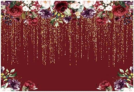 Funnytree 7x5 фута Кестеняво-Червени Цветя на Фона на Златния Блясък на Цветя за Рожден Ден Фон За Снимки на Булчински Душ Момиче Възрастни Годишнина Декор фотографско с?