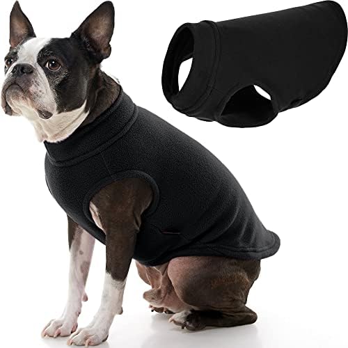 Пуловер за кучета Gooby Stretch Fleece Vest - Черен, Голям - Топъл Пуловер, Руното яке за кучета - Зимни Дрехи