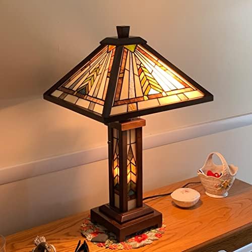Настолна Лампа COTOSS Тифани, нощна светлина, Лампа от Витражного стъкло Ръчна изработка за четене 3 Крушката
