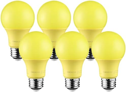 Жълти лампи TORCHSTAR LED A19, 8w (еквивалент на 40 Вата) Електрическата крушка, Цокъл E26/E27, Външни осветителни