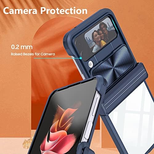 Asuwish Калъф за телефон Samsung Galaxy Z Flip 4 5G 2022 със Защита от Хлъзгане на Капака на Камерата Тънък