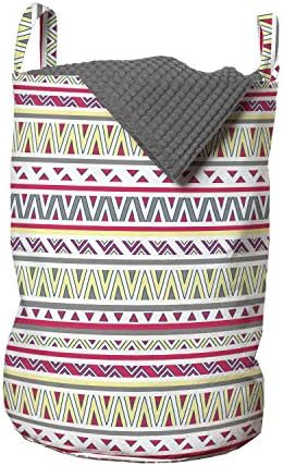 Чанта за дрехи Ambesonne Tribal, Абстрактна Геометрична Композиция в Ивица с Триъгълни Стрелки, Кошница за дрехи