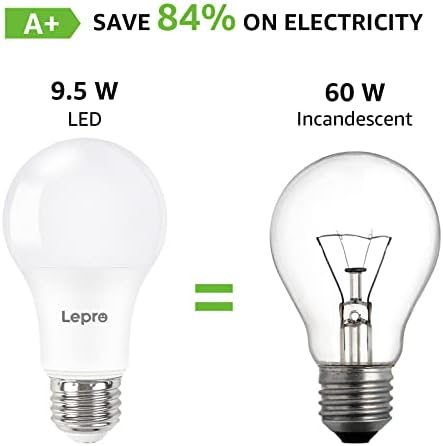 Led лампи Lepro с регулируема яркост, еквивалент на 60 W, 9,5 W 800ЛМ, дневен бяло 5000 К, стандартна средна