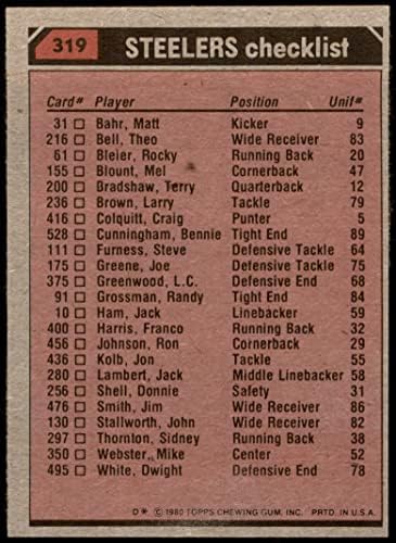 1980 Topps 319 Лидери Стийлърс и списък на Франко Харис / Джон Столлуорт / Джак Ламбърт / Стив in furness