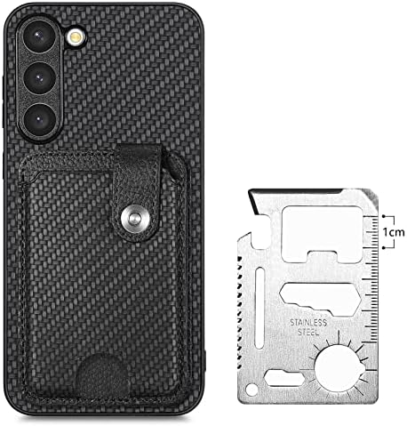 TopFunny Калъфи Galaxy S23 Чанта-портфейл с държач за карти [За закрепване], Поставка, Флип калъф от изкуствена кожа в бизнес стил, Многофункционален инструмент за рязане на