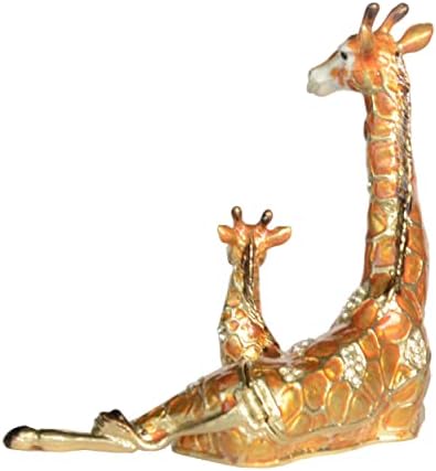 Ковчег в Памет на Жирафе и Бебето Jiaheyou с Кристали, Ковчег за Бижута, Ковчег за Украшения, Фигурка на Жирафа,