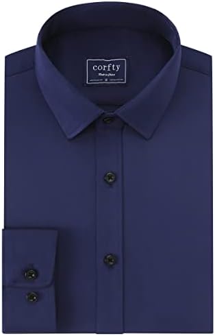 Мъжка риза-рокля corfty с дълъг ръкав - Обикновен Еластична Тениска Без Бръчки Копчета