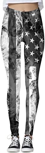 Американското знаме от 4 юли Женски Гамаши С контрол на корема Патриотични Гамаши с Флага на сащ, Еластични Чорапогащи За Лифтинг на задните части