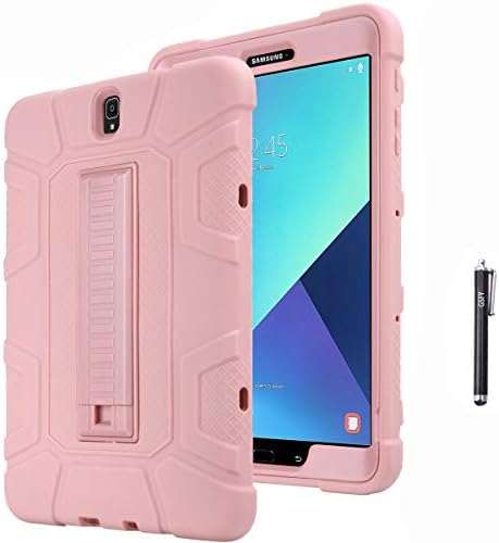 Калъф Galaxy S3 9.7, Newshine [Стойка] 3 в 1 Сверхпрочный Удароустойчив PC Armor Defender и Мек Силикон Хибриден калъф за Samsung Galaxy S3 9.7 2017 Tablet SM-T820/T825 (ZQ Pink + Розов)