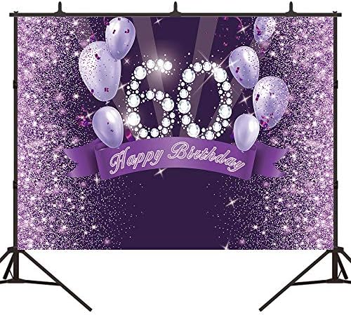 Bellimas Блестящи Пурпурни Балони на 60-ия Рожден Ден на Фона На Партита честит Рожден Ден 60 Снимка Фон За Жени Шестдесет и Торта за рождения Ден на Масата Снимка Банер П?