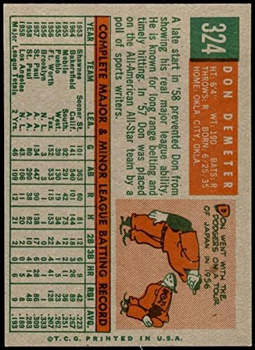 1959 Topps # 324 Дон Деметер Лос Анджелис Доджърс (Бейзбол карта) в Ню Йорк Доджърс
