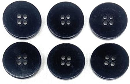 Комплект от 6 черни копчета - 7/8 Инчови плоски блестящи копчета с 4 дупки за пришивания копчета за спортни