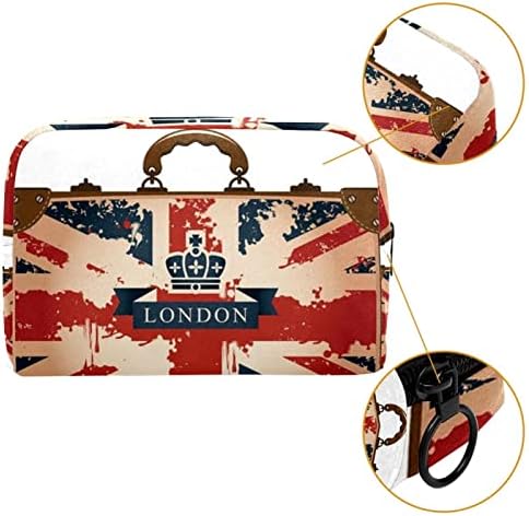 Малка Косметичка, Козметичен Органайзер с Цип за жени и Момичета, Пътна Чанта с Изображение на Британския Флаг