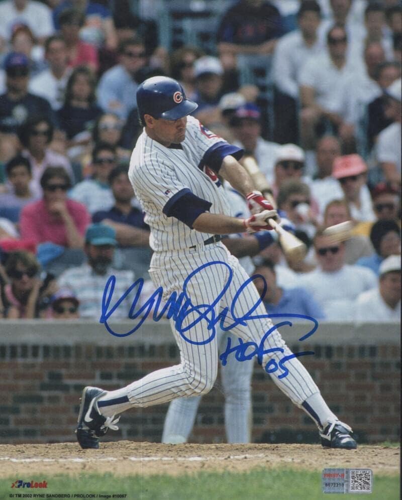 Райн Сэндберг Чикаго Къбс Тризвезден Холографска Снимка С Автограф 8x10 - Снимки на MLB С автограф