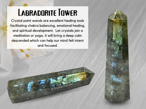 Aashita Creations Лабрадоритовая Кристален кула Точка Обелиска за Чакри, Изцеление и Балансиране - Оригинални