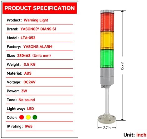 Led лампа YASONG дългосрочни споразумения-052 Tower Stack Light, Промишлена Сигнална лампа, Andon Lights, Waterproof