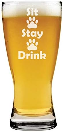 15 грама Бира Pilsner Glass Седне И да Остане да Пие Забавни Отпечатъци от Лапите на Кучето Котка Любител на