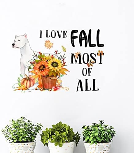 Голдън Ретривър Vinyl Стикер На Стената Стикер Обичам Есента най-много Слънчоглед Тикви Развъдник на Кучета