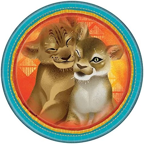 Хартиени чинии за партита Дисни The Lion King Бирюзово-Оранжеви Кръгли 9 инча, 8 карата.