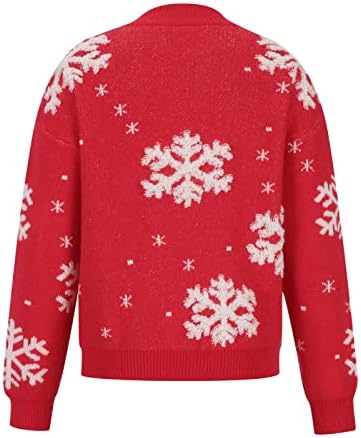 Жена Коледен Пуловер С Дълъг Ръкав, Вязаный Пуловер, Риза, Грозна Коледна Снежинка, Свободните Пуловери С Кръгли
