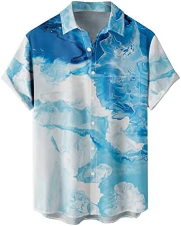 Zpervoba Мъжки Хавайски Ризи с Принтом, Плажни Ризи с Копчета и Къс Ръкав, Мъжки t-shirt от Плътен Памук
