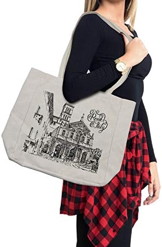 Италианска чанта за пазаруване Ambesonne, Реколта Илюстрация на Известния градския пейзаж на Рим, Фигура от