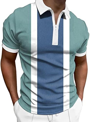 Мъжко Пролетно-Лятна Мода Свободна Тениска с Ревера и цип, 3D Дигитален Печат, Топ с къс ръкав, Мъжки Ризи