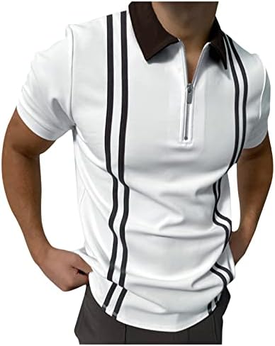 Мъжко Пролетно-Лятна Мода Свободна Тениска с Ревера и цип, 3D Дигитален Печат, Топ с къс ръкав, Мъжки Ризи