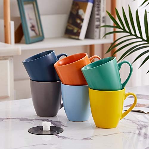 Комплект разноцветни чаши кафе на Bruntmor 16 грама, 6 керамични чаши за еспресо Голям размер, безопасни за