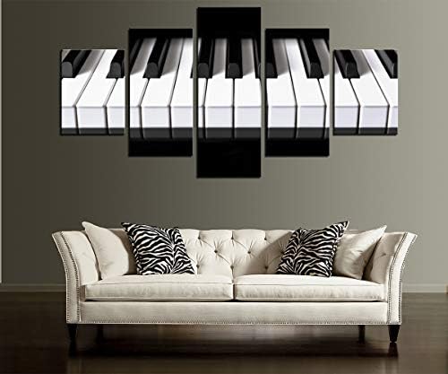 Модерният Домашен Интериор Пиано Клавиатура е Черно-бяло Платно Стенно Изкуство за Спални Снимки Щампи Произведения