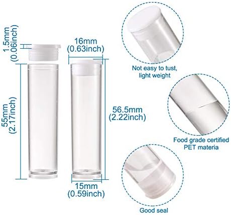Craftdady 100 бр. Прозрачни Пластмасови Малки Празни шишенца За Съхранение, Комплект Контейнери за топки, Тест