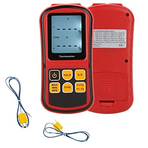 GENIGW GM1312 Дигитален Термометър Двоен Инструмент за Диагностика, Температура, Тестер за K/J/T/E/R/S/N Термодвойка