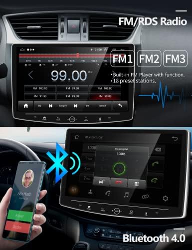 podofo Android Кола стерео един Din, 10 Инча, Регулируема Сензорен Екран, Bluetooth, Автомагнитола с GPS-навигация,