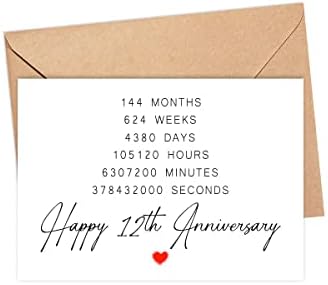 DiandDesignGift Поздравителна картичка с 12-та годишнина от сватба Подаръци на 12-Годишна годишнина от сватбата