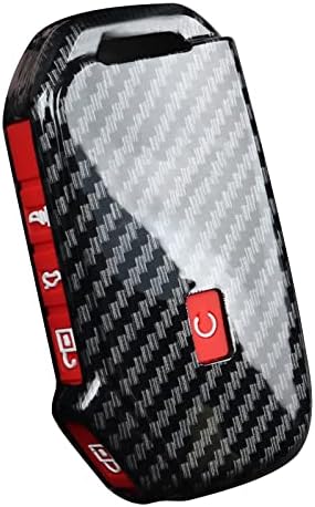 Xotic Tech Лъскаво Черен калъф-ключодържател от ABS-пластмаса, с дизайн, изработени от въглеродни влакна с червена