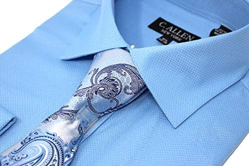 Allen C. Мъжки Обикновена Риза с Квадратна Фигура, Френски Маншет Редовен Намаляване, Комбинираната копчета за Ръкавели с Носовым Шал за Вратовръзка