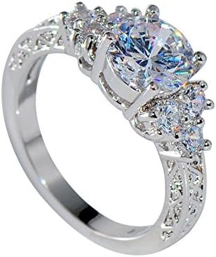 Годежен Пръстен с бял Сапфир с Лабораторна диамантен пръстен 5,80 /ct, Бижута от Бяло злато 10 карата (7)