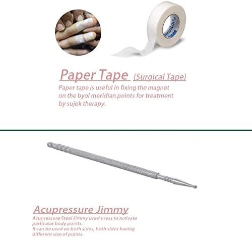 Комплект за точков масаж ВЕЦ с голям магнит Byol (опаковка от 10 броя) със стоманата Sujok Jimmy и хартиената