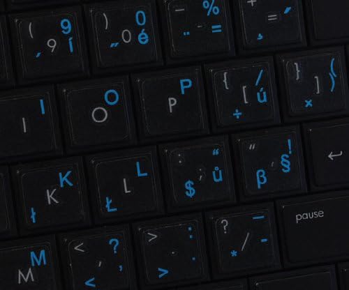 Надписи на чешката клавиатурата НА Прозрачен фон със сини букви (14X14)