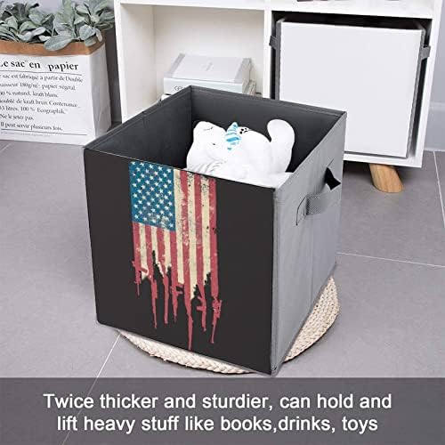 Флаг Америка САЩ Оръжия Платно Сгъваеми Кутии За Съхранение на Куб Органайзер Кошници с Дръжки за Домашния Офис, Автомобил