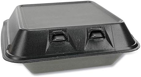 Контейнер с панти капак от стиропор Pactiv Evergreen SmartLock, Средно, 8 x 8.5 x 3, Черен, 150 / Кутия