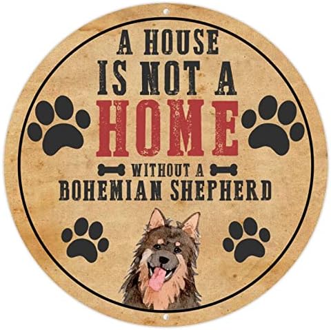 Забавно Куче-Метална Лидице Табела С Надпис Къща не е Дом, Без Бохемски Овчарки Антични Кръгла Закачалка за